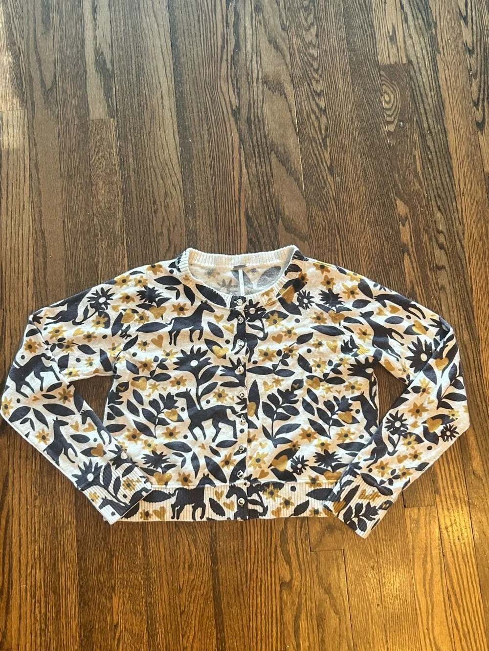 Free People Nocturnal Horse Pattern Cashmere Blend Cardi